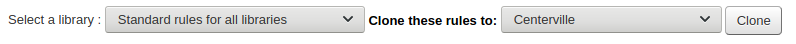 Drop-down menu 'Clone these rules to' next to the library selection