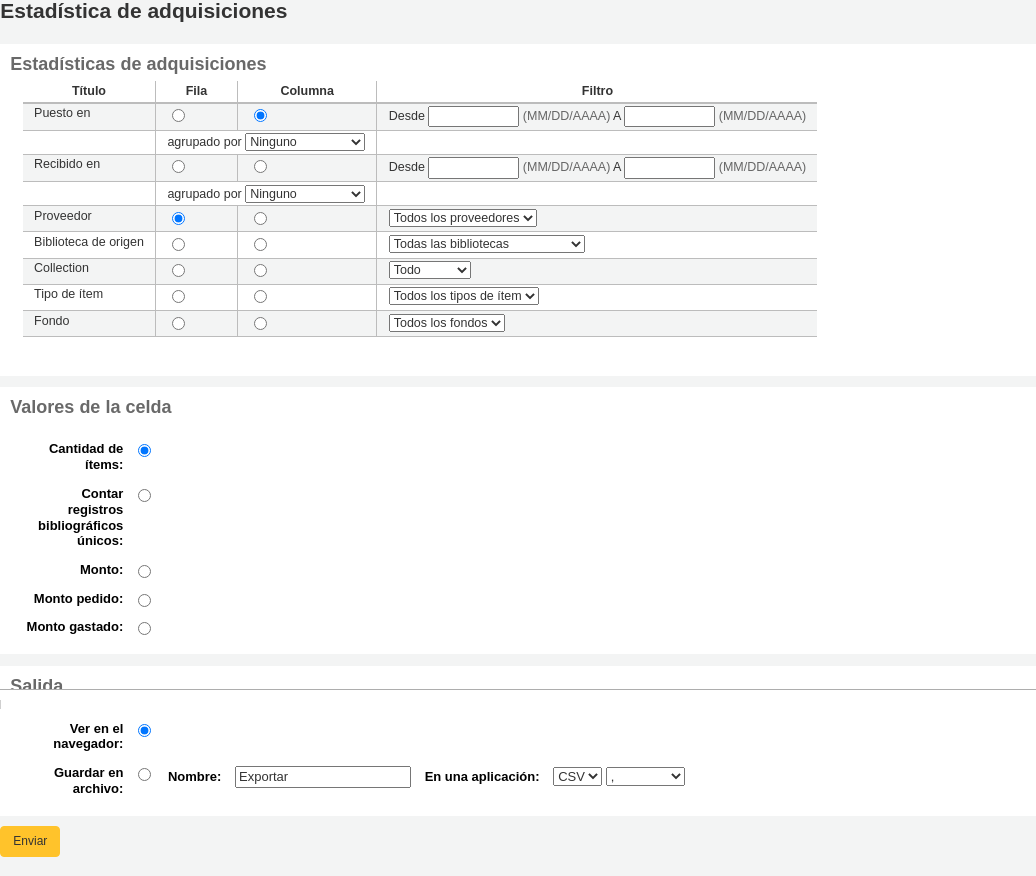 Using the form provided, choose which value you would like to appear in the column and which will appear in the row.