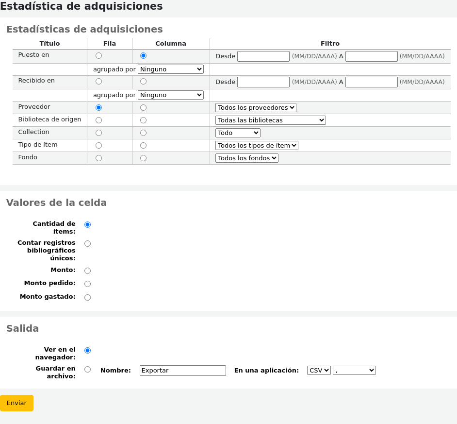 Using the form provided, choose which value you would like to appear in the column and which will appear in the row.