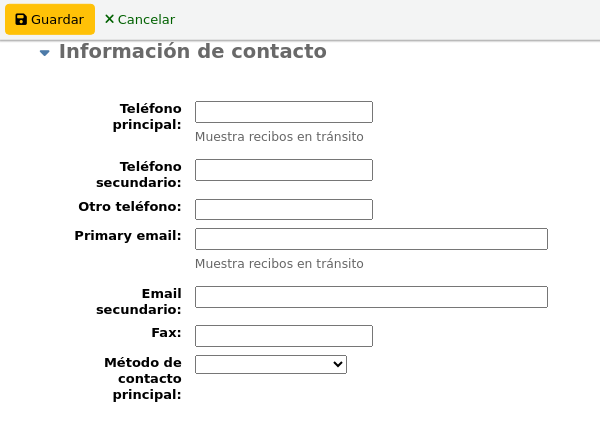 The Contact information section of the new patron form