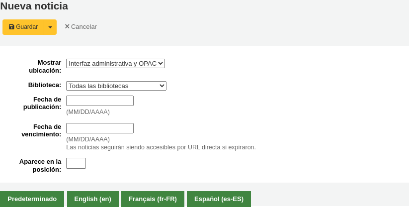 New news entry form