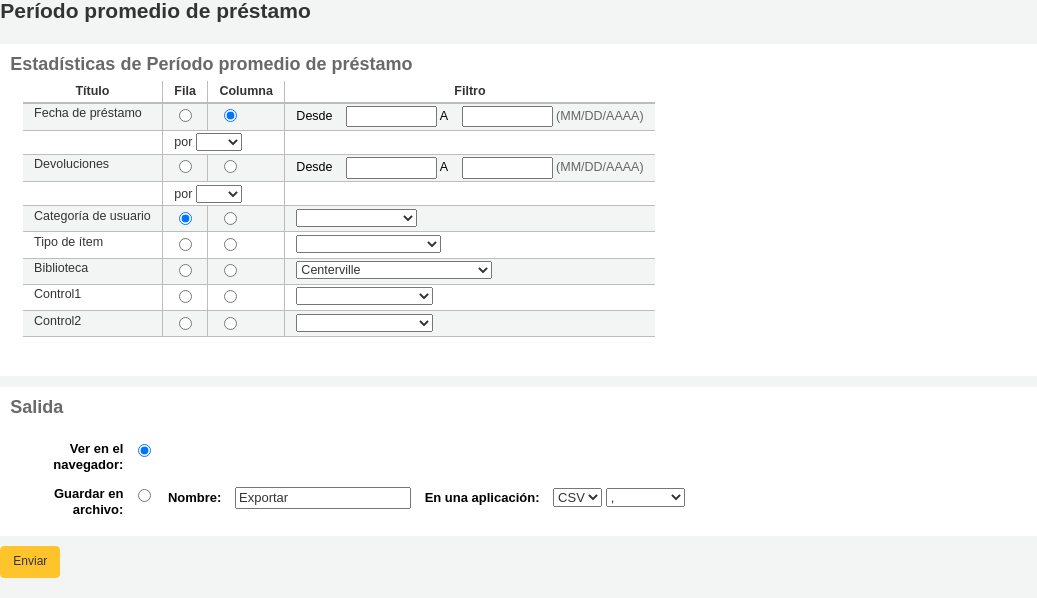 Wizard to generate report for average loan time, with options to select the report parameters (checkout date, patron category, item type...)