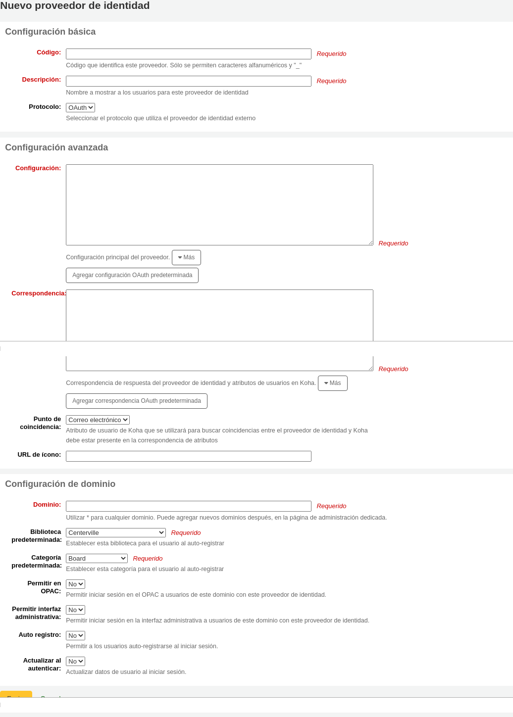 New identity provider form