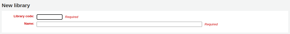 First section of the new library form