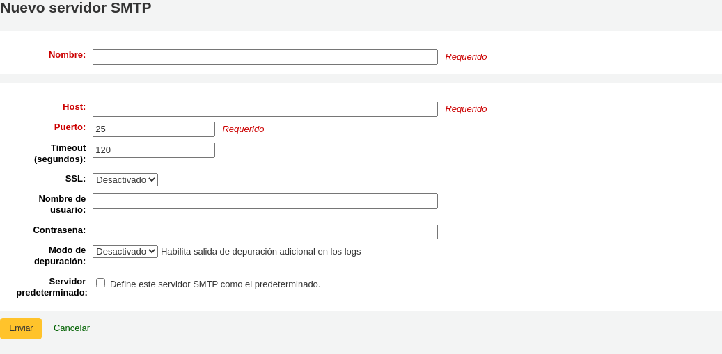 New SMTP server form