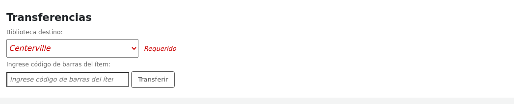 Form to transfer an item to another library