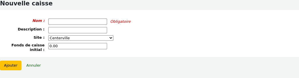 Add new cash register form