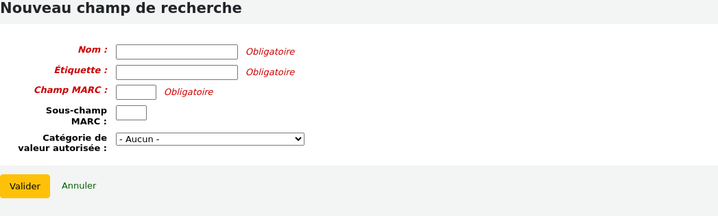 New item search field form