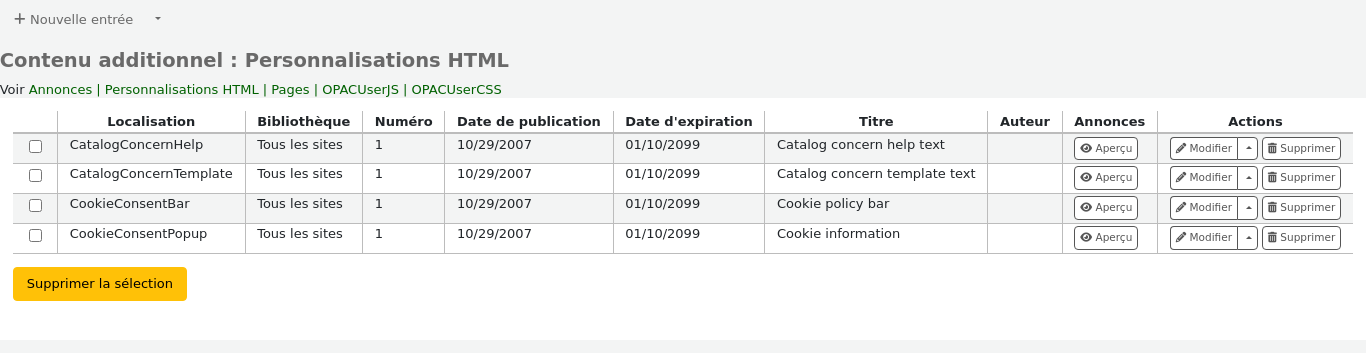 Additional content / HTML customizations main page