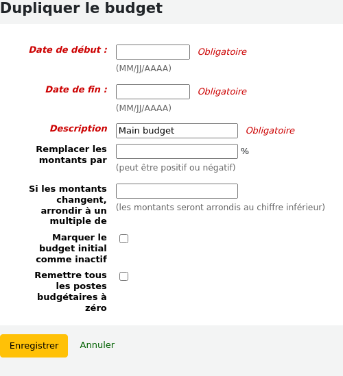 Form to duplicate a budget