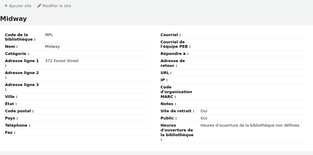 Library details page