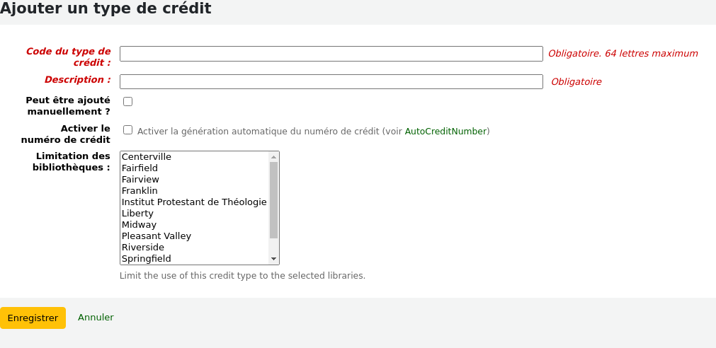 New credit type form