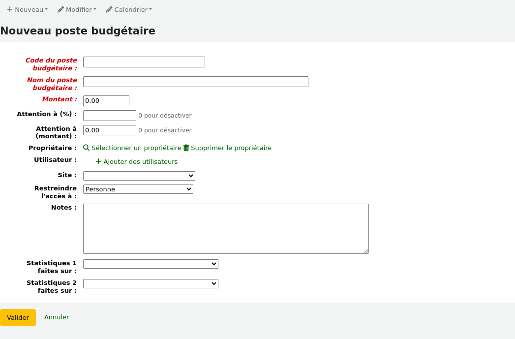 Form to add a new fund