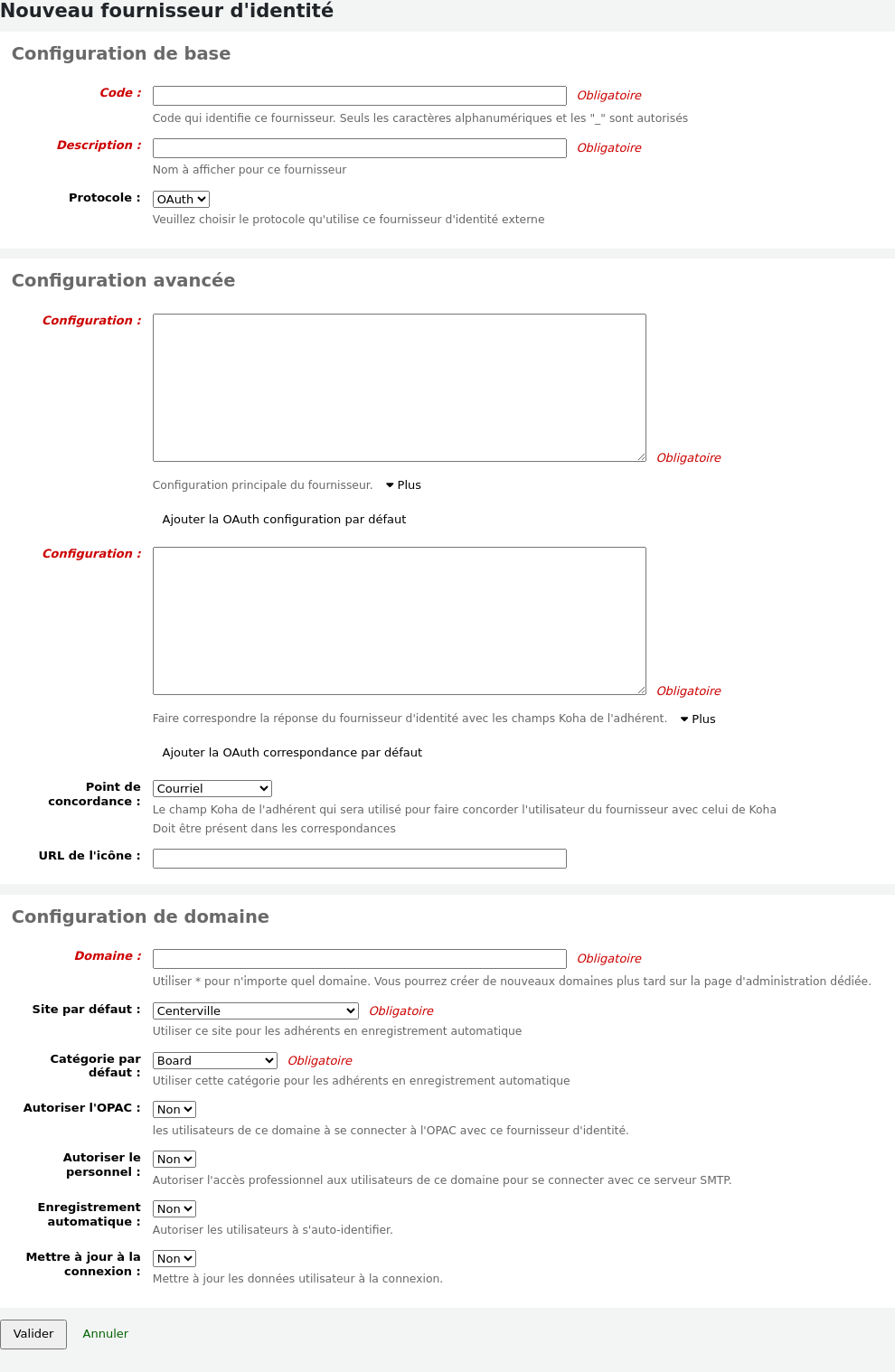 New identity provider form