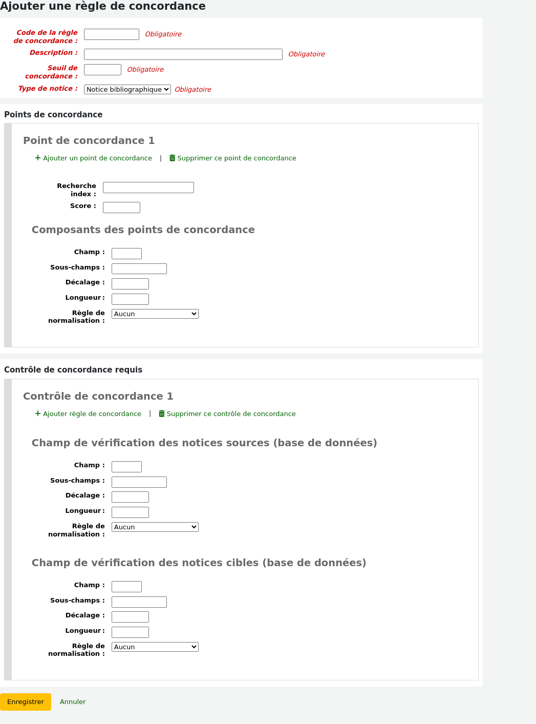 Add record matching rule form