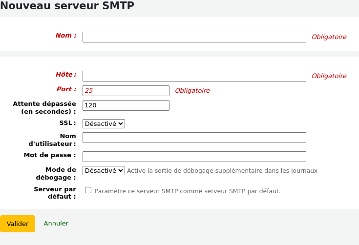 New SMTP server form