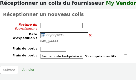 Recevoir un nouveau formulaire d'envoi