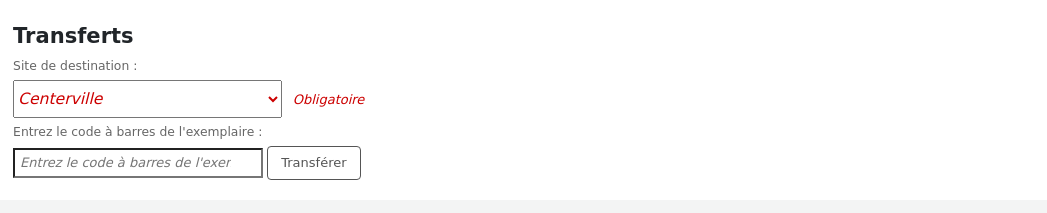 Form to transfer an item to another library